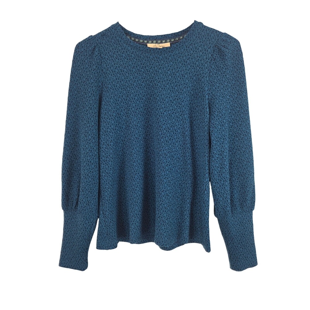 Les Serein Long Sleeve Top SP Womens Blue Black Grunge Whimsy Pullover